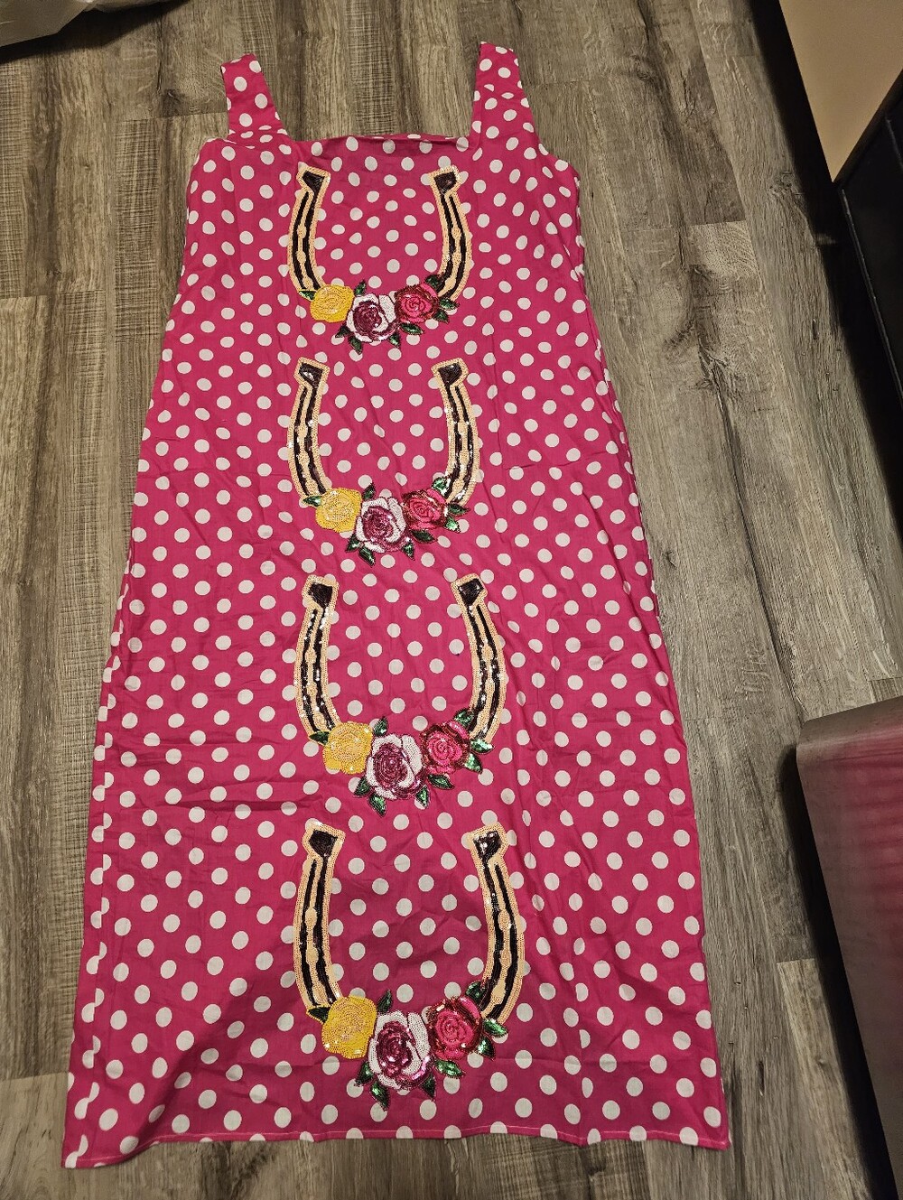 Queen Of Sparkles-Pink Polka Dot Horseshoe Dress-- Kentucky Derby Perfection! - Picture 2 of 4